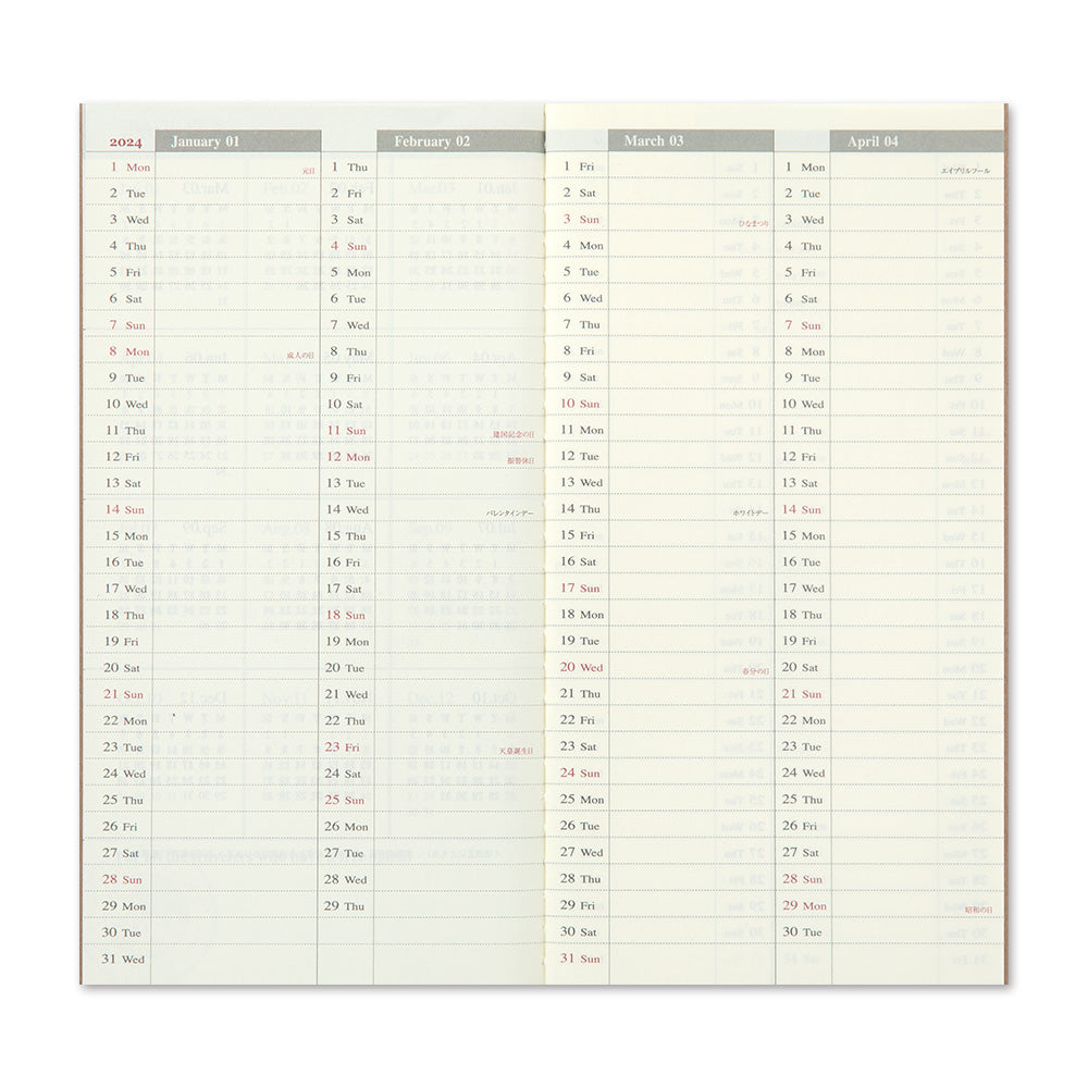 TRAVELER'S notebook Refill 2024 Weekly + Memo