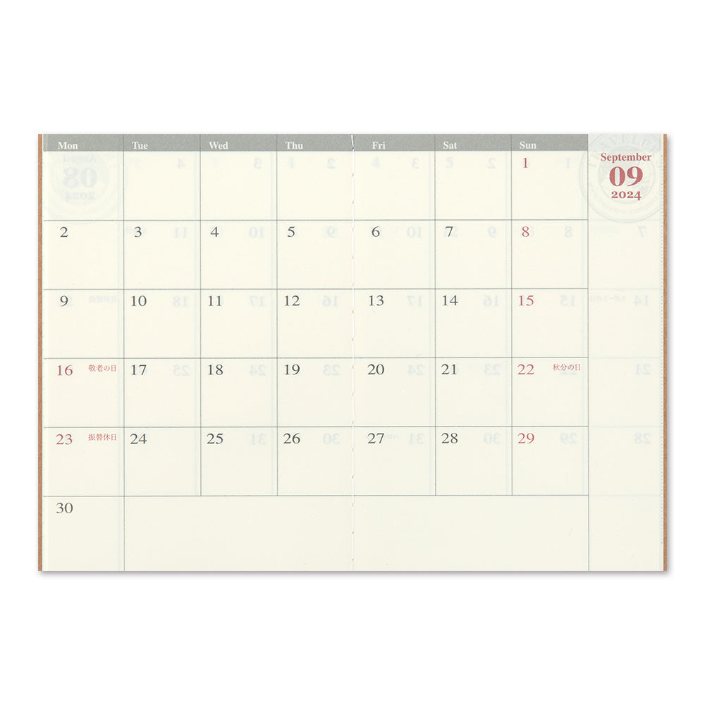 TRAVELER'S notebook Passport Size Refill 2024 Monthly