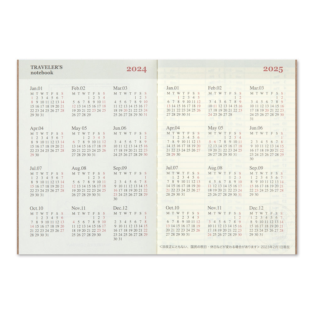 TRAVELER'S notebook Passport Size Refill 2024 Weekly