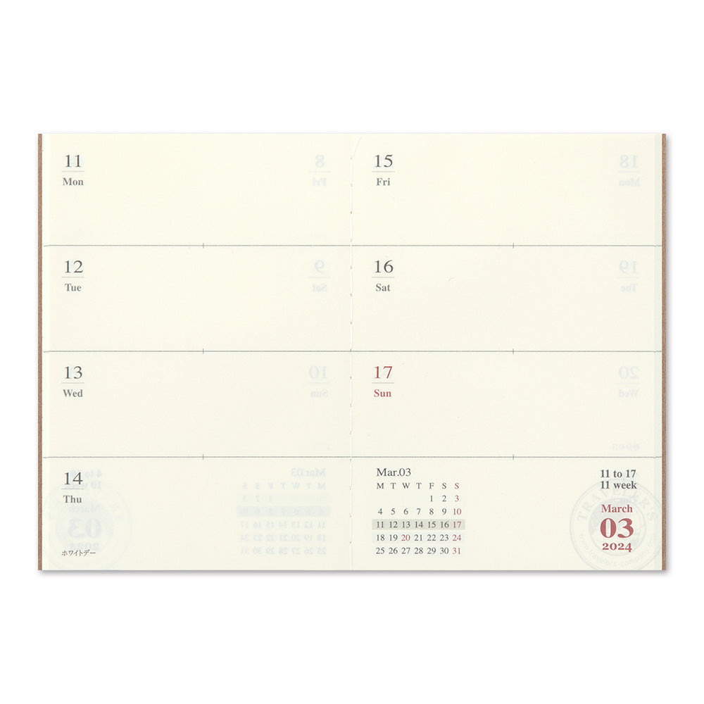 TRAVELER'S notebook Passport Size Refill 2024 Weekly