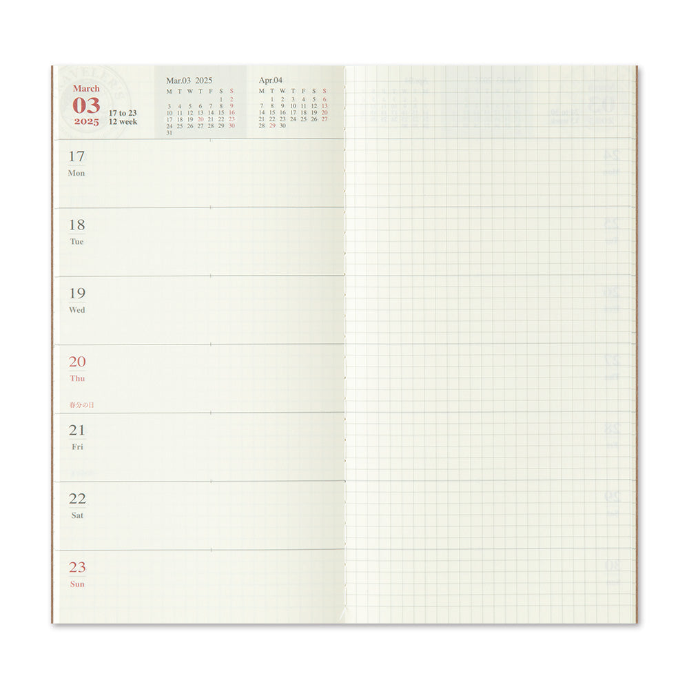 TRAVELER'S notebook Refill 2025 Weekly + Memo