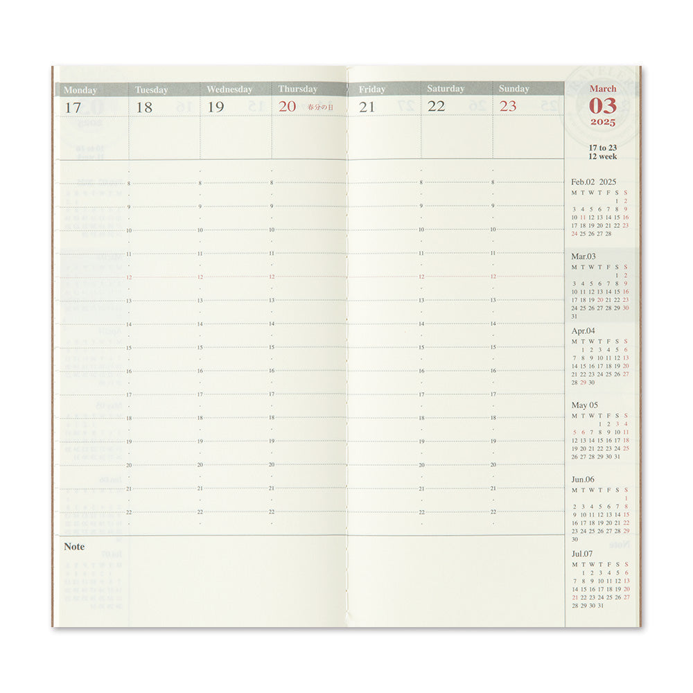 TRAVELER'S notebook Refill 2025 Weekly Vertical