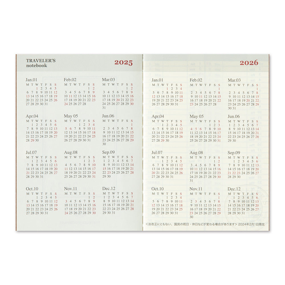 TRAVELER'S notebook Passport Size Refill 2025 Weekly