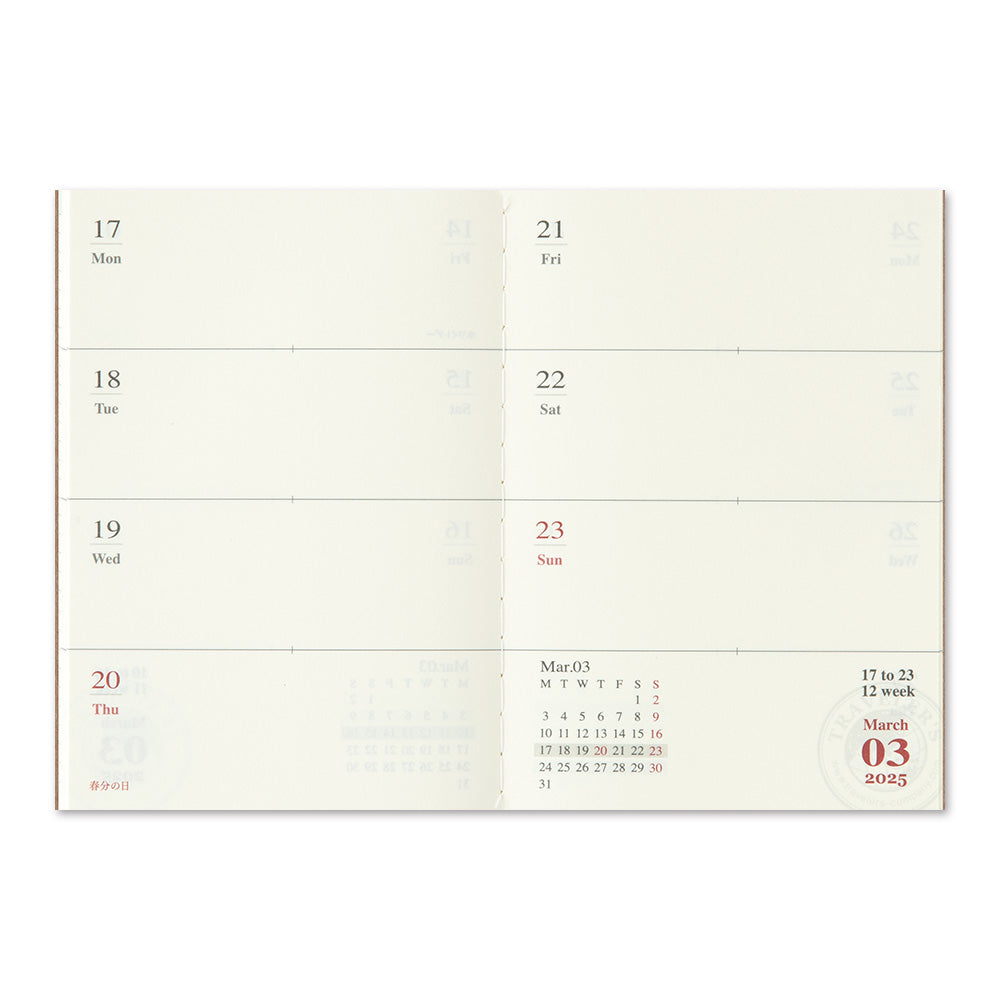 TRAVELER'S notebook Passport Size Refill 2025 Weekly