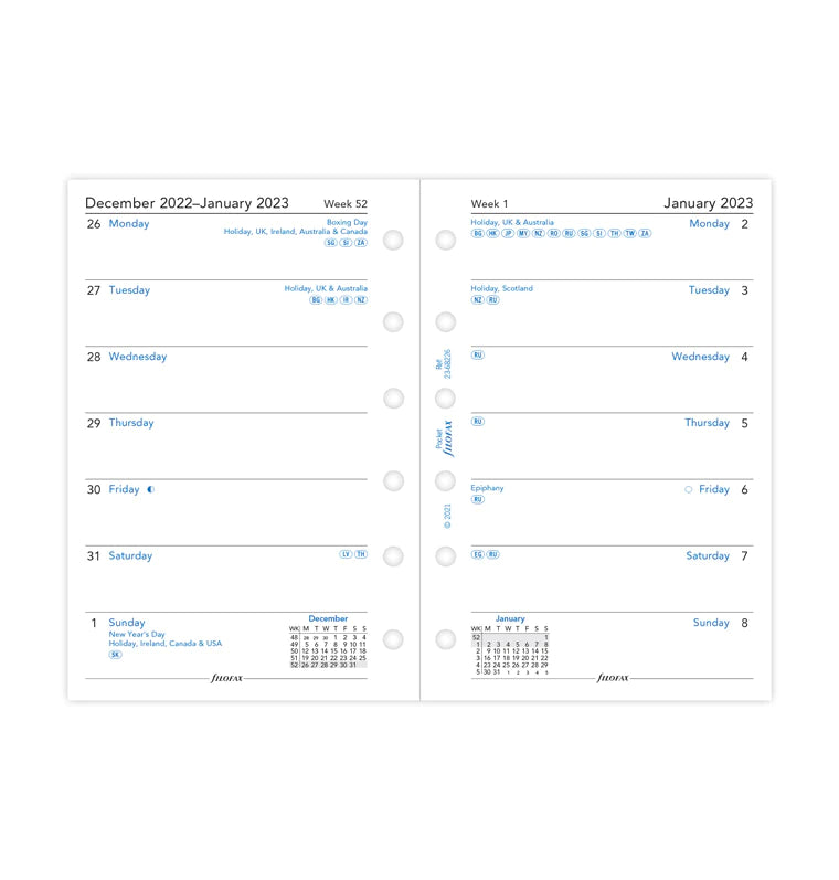 Week On One Page Diary - Pocket 2023 English