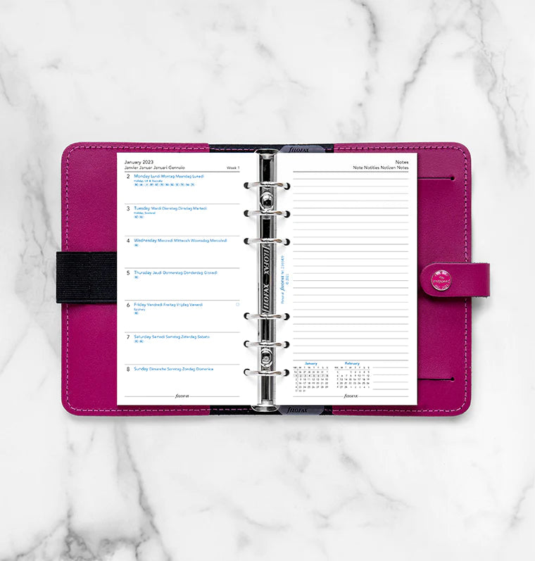 Week On One Page Diary With Notes - Personal 2023 Multilanguage