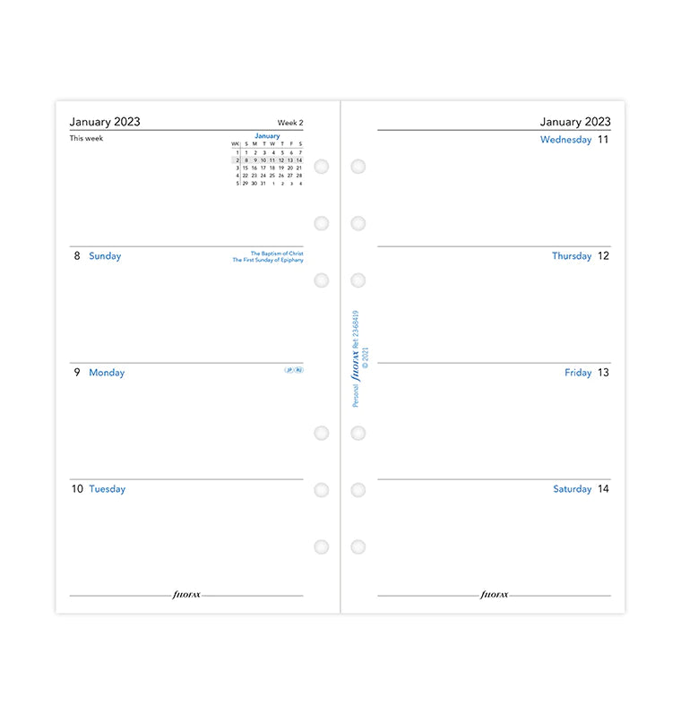 Week On Two Pages Sunday Start Diary - Personal 2023 English