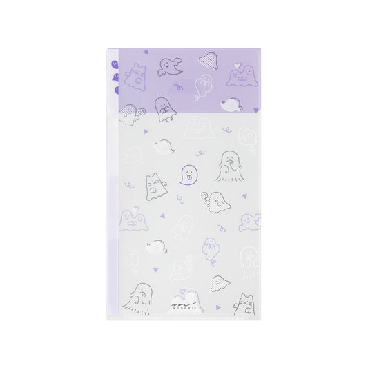 Midori 3-Pocket Clear Folder (A5 Slim) with Flap Ghost