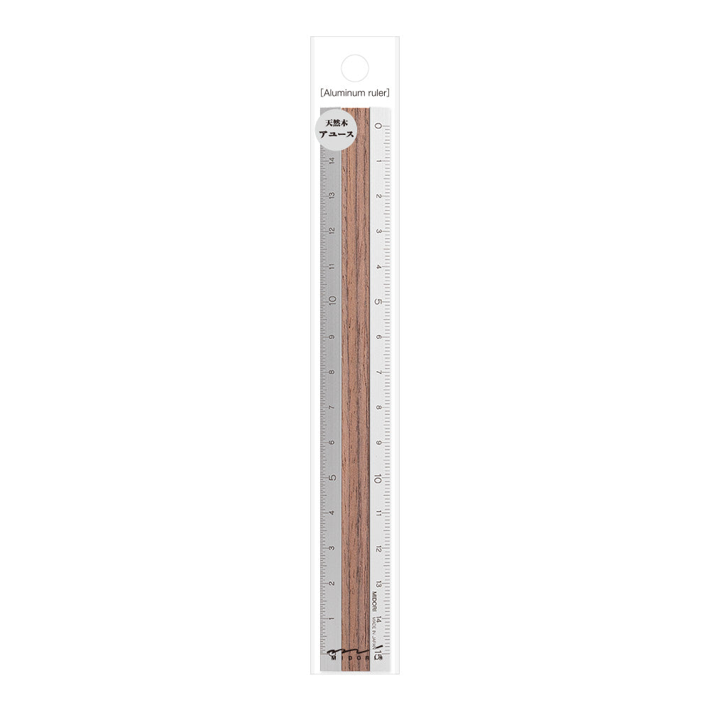 Midori Aluminium Wooden Ruler (15cm) Dark Brown A