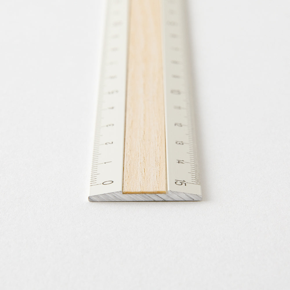 Midori Aluminum & Wood Ruler (15cm) Ivory