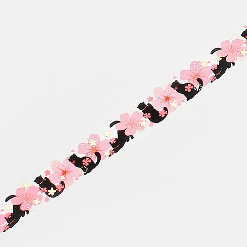 BGM Washi Tape- Cherry blossoms Black Cat