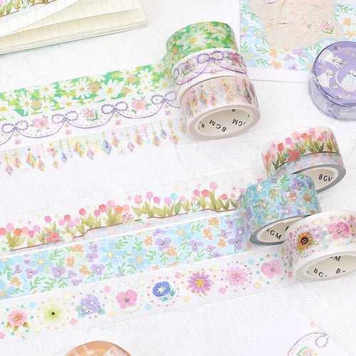 BGM Washi Tape- Blue Flower Garden