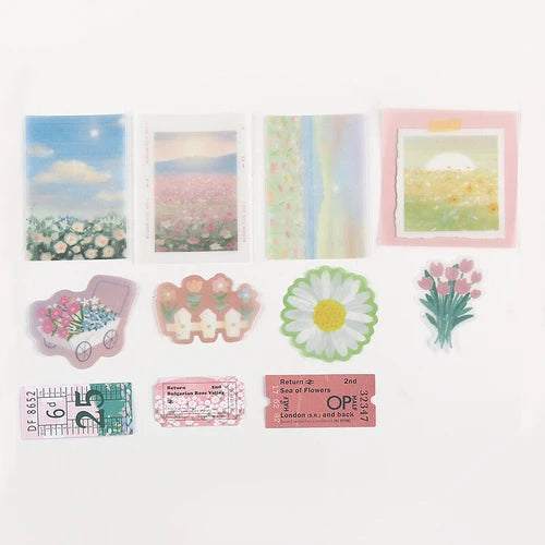 BGM Foil Stamping Stickers- Travel Diary Flower Garden