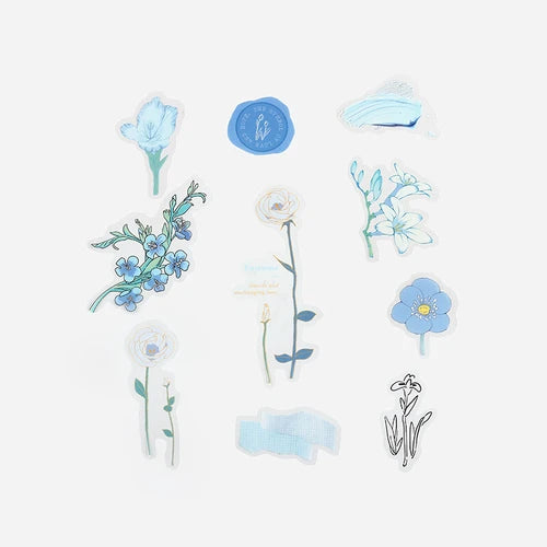 BGM PET Stickers- Blue Flowers Bloom