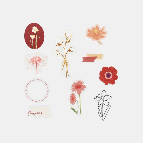 BGM PET Stickers- Red Flowers Bloom