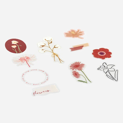 BGM PET Stickers- Red Flowers Bloom