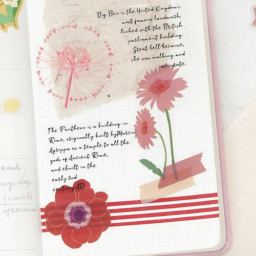 BGM PET Stickers- Red Flowers Bloom