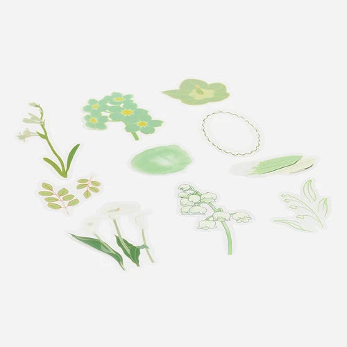 BGM PET Stickers- Green Flowers Bloom