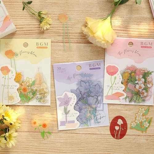 BGM PET Stickers- Orange Flowers Bloom
