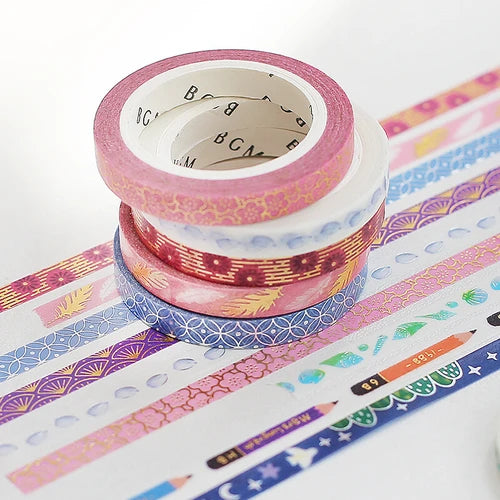 BGM Slim Washi Tape- Blue Petal