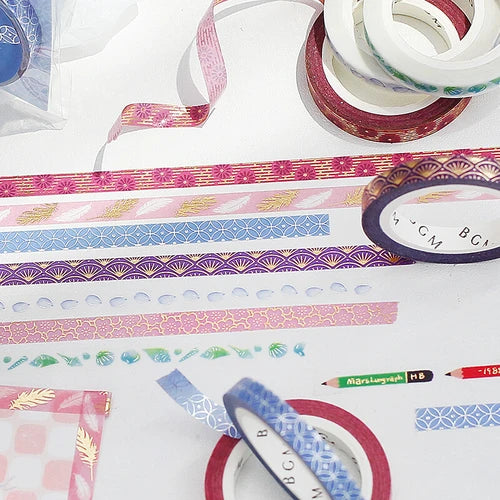BGM Slim Washi Tape- Blue Petal