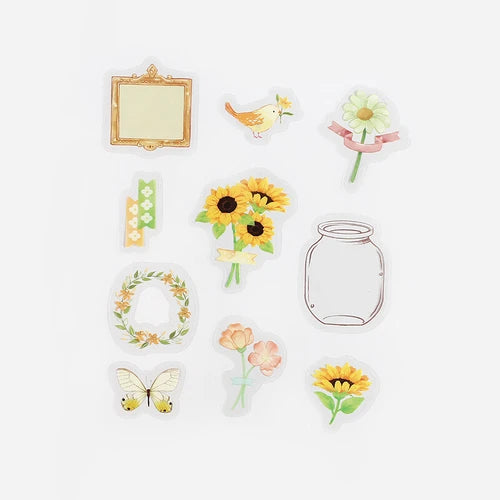 BGM Flake Stickers- Flower blooms in a bottle *yellow