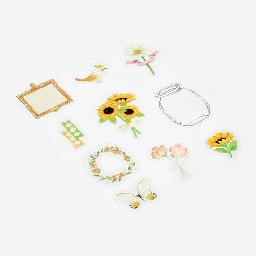 BGM Flake Stickers- Flower blooms in a bottle *yellow