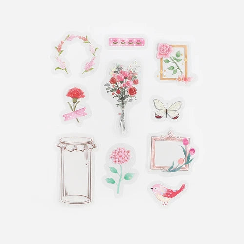 BGM Flake Stickers- Flower blooms in a bottle *Peach