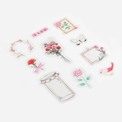 BGM Flake Stickers- Flower blooms in a bottle *Peach