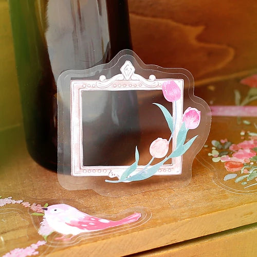 BGM Flake Stickers- Flower blooms in a bottle *Peach
