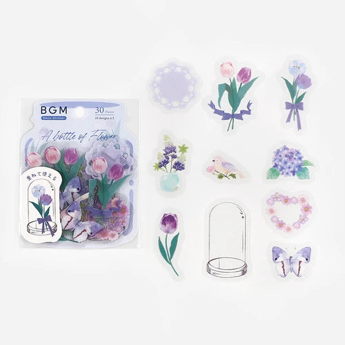 BGM Flake Stickers- Flower blooms in a bottle *Violet