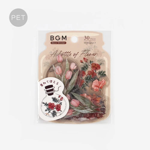 BGM Flake Stickers- Flower blooms in a bottle *Crimson