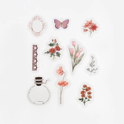 BGM Flake Stickers- Flower blooms in a bottle *Crimson