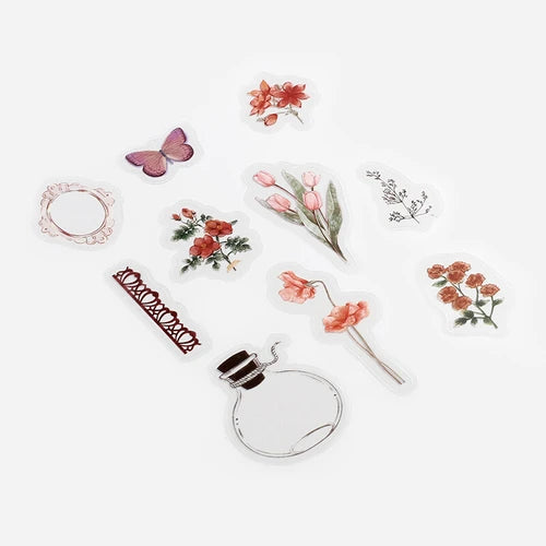 BGM Flake Stickers- Flower blooms in a bottle *Crimson