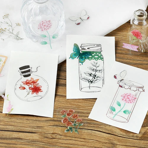 BGM Flake Stickers- Flower blooms in a bottle *Crimson