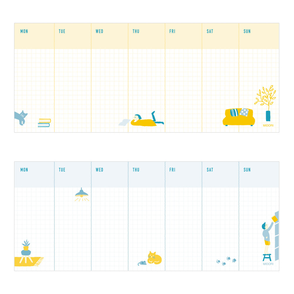 Stand Memo Pad Horizontal Type Weekly block