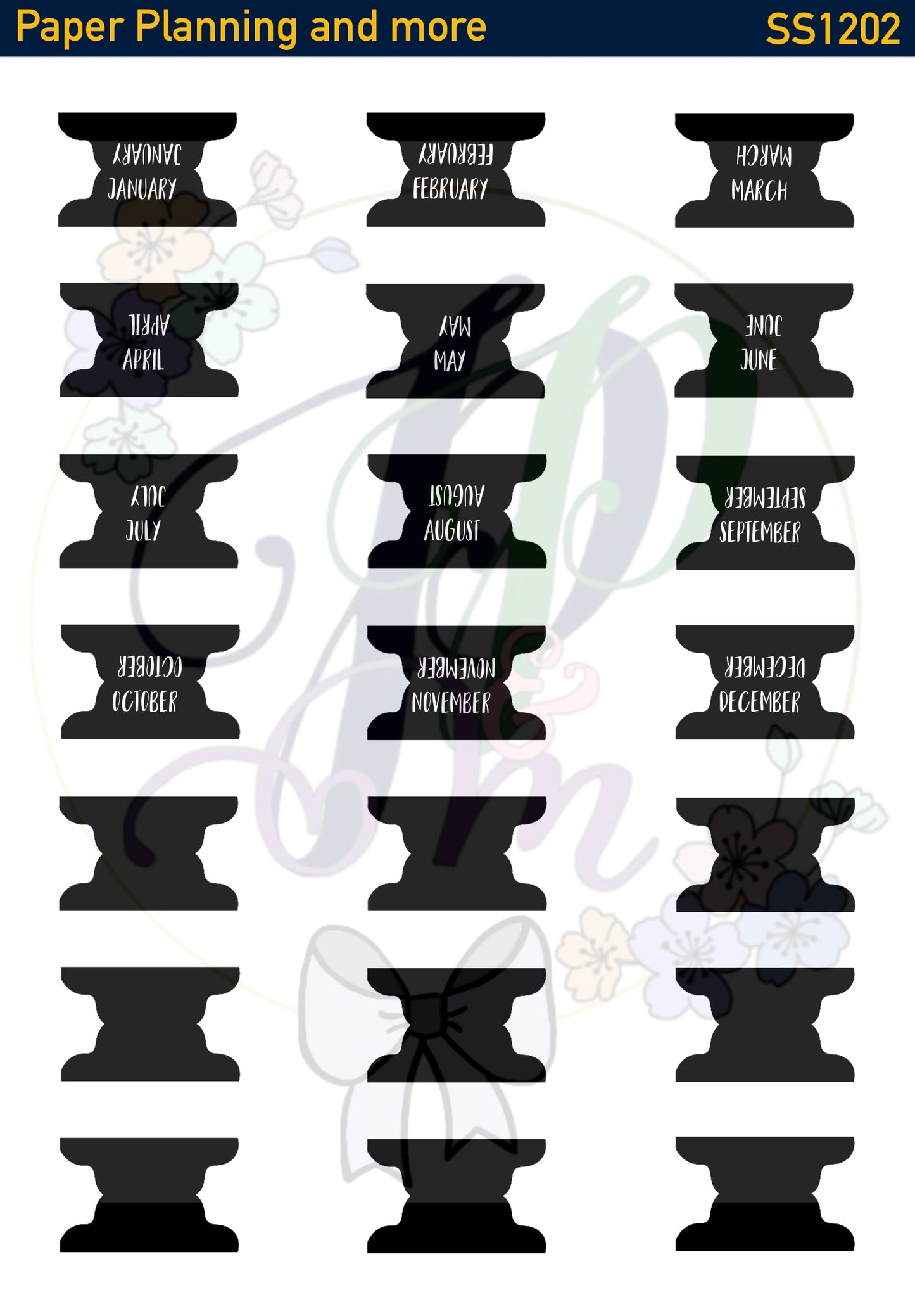 Black Tabs Sticker Sheet- A6 size