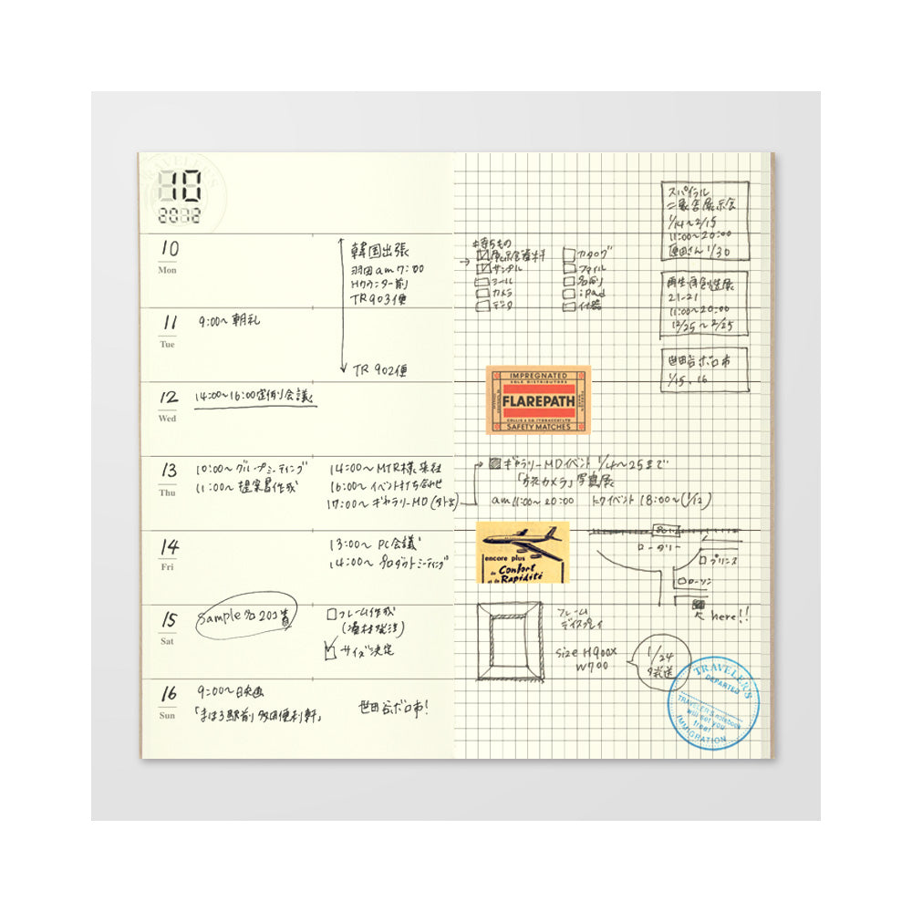 TRAVELER'S notebook Refill Free Diary Weekly + Grid Notebook 019