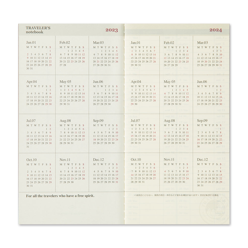TRAVELER'S notebook Refill 2023 Weekly + Memo