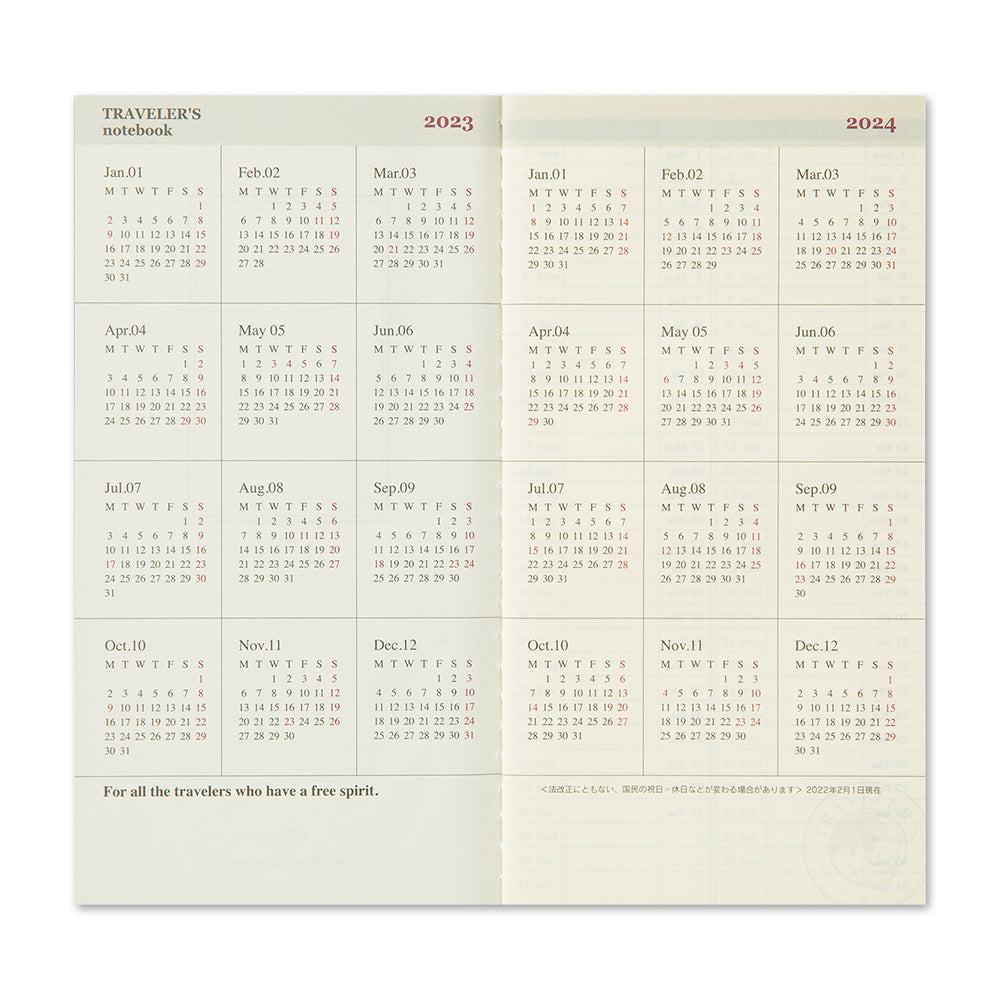 TRAVELER'S notebook Refill 2023 Weekly Vertical