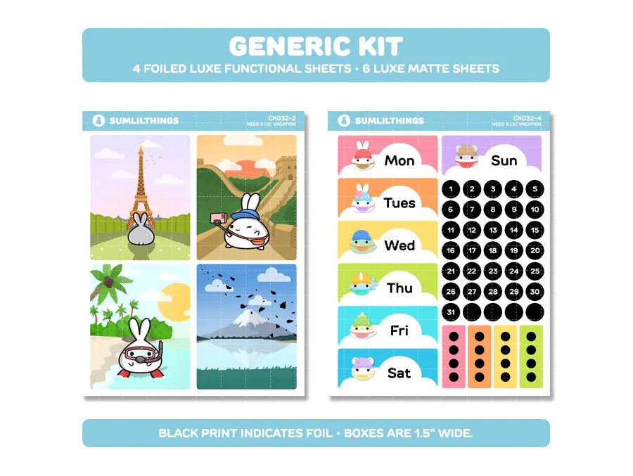 Need A Lil' Vacation Decorative Kit (10 Pages) - HOLO FOIL