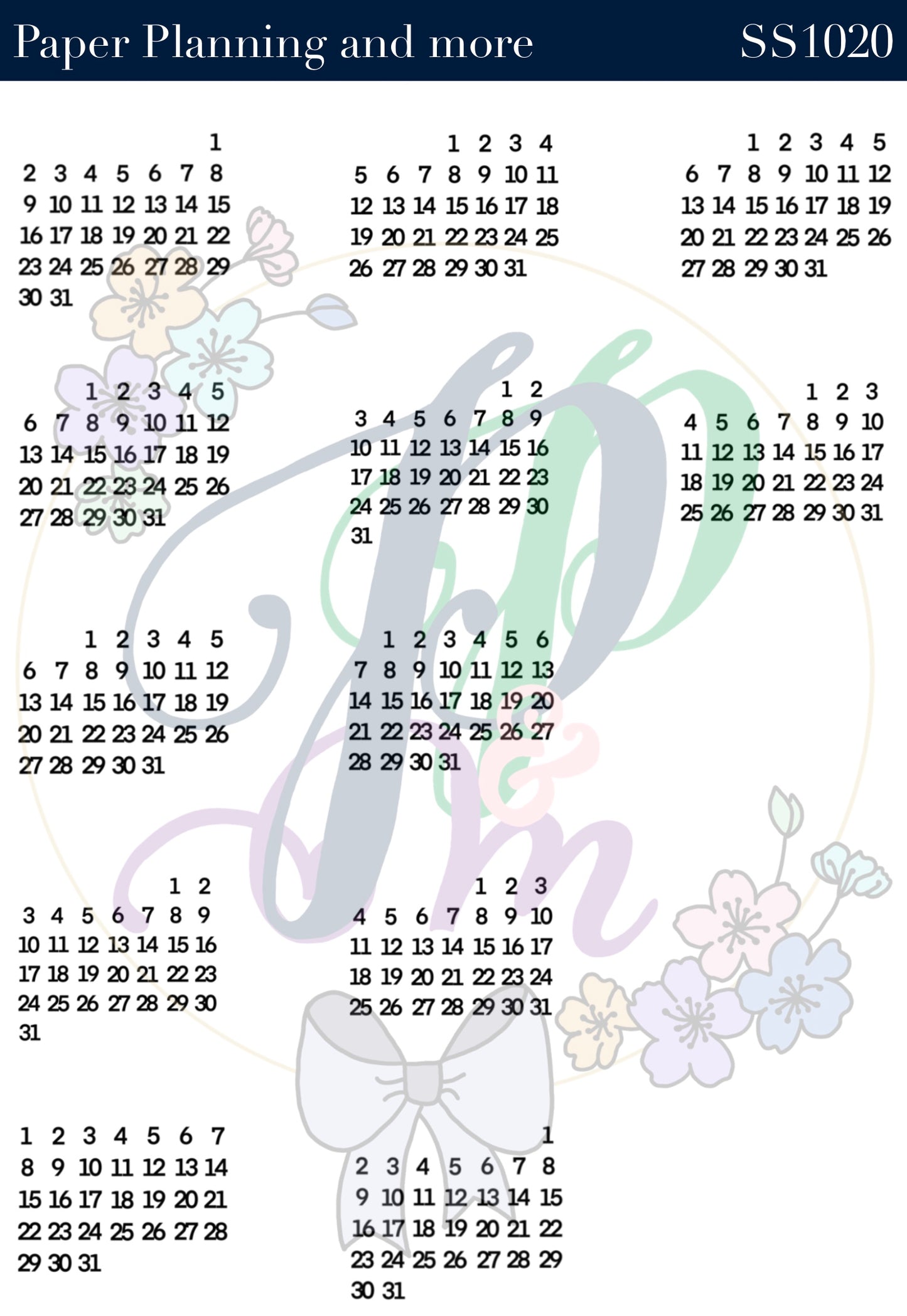 2023 Calendar Sticker Sheet