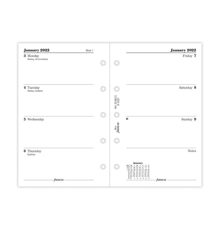 Week On Two Pages Diary Mini 2022
