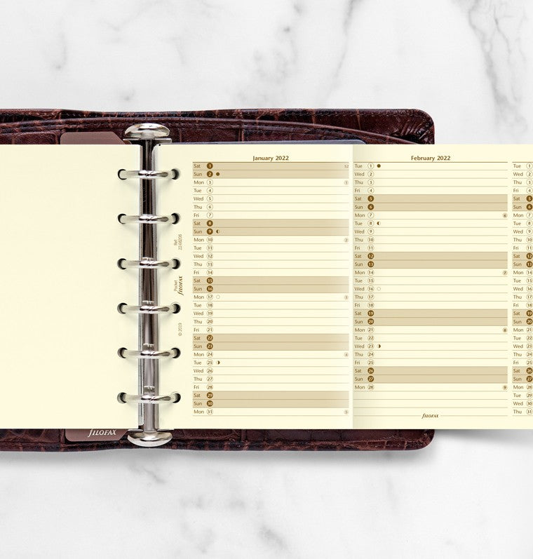Vertical Year Planner Pocket 2022 Cotton Cream