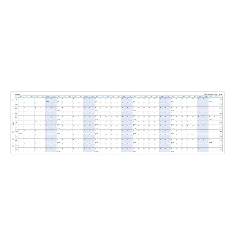 Horizontal Year Planner Personal 2022