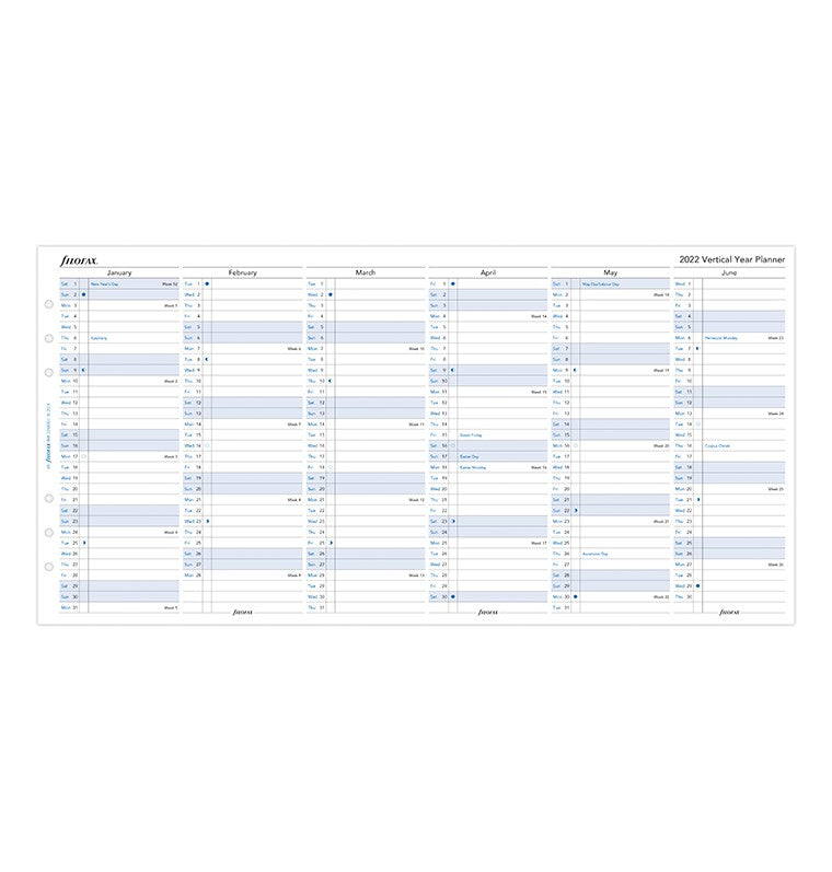 Vertical Year Planner A5 2022