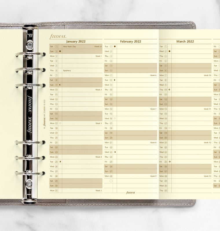 Vertical Year Planner A5 2022 Cotton Cream
