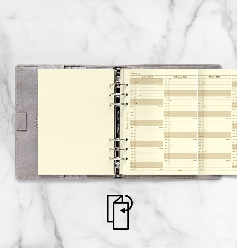 Vertical Year Planner A5 2022 Cotton Cream