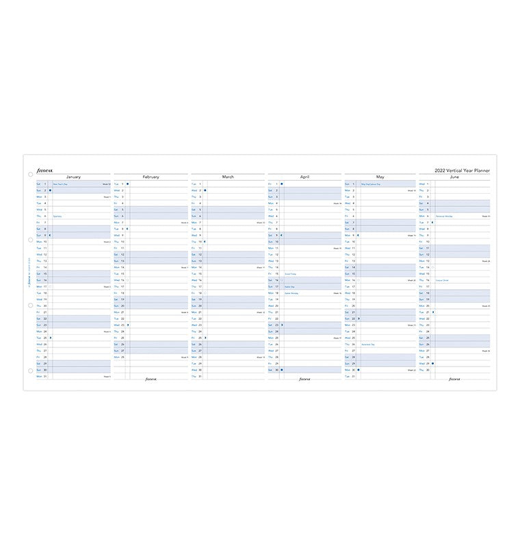Vertical Year Planner A4 2022