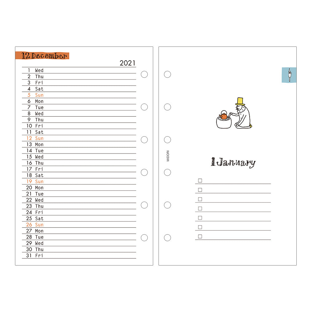 Refill (B7) for System Organizer Monthly + Weekly Ojisan 2022